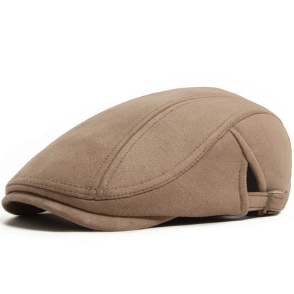 Faux Suede Side Buckle Ivy Cap | Retro Winter Flat Cap | Urban Caps NZ