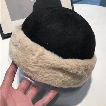 Kodiak Lamb Fleece Bomber Hat in Black