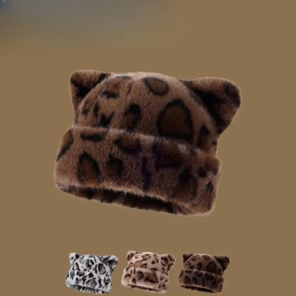 Amara Leopard Teddy Bear Beanie