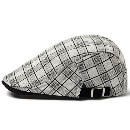 Thin Plaid Linen Ivy Cap | Country Summer Flat Cap | Urban Caps NZ