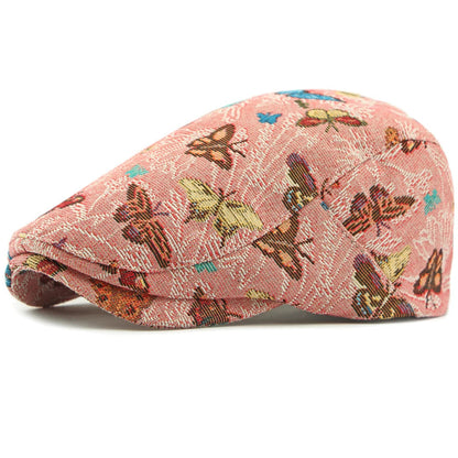 Tewkesbury Animal-Print Beret in Back Buckle Pink