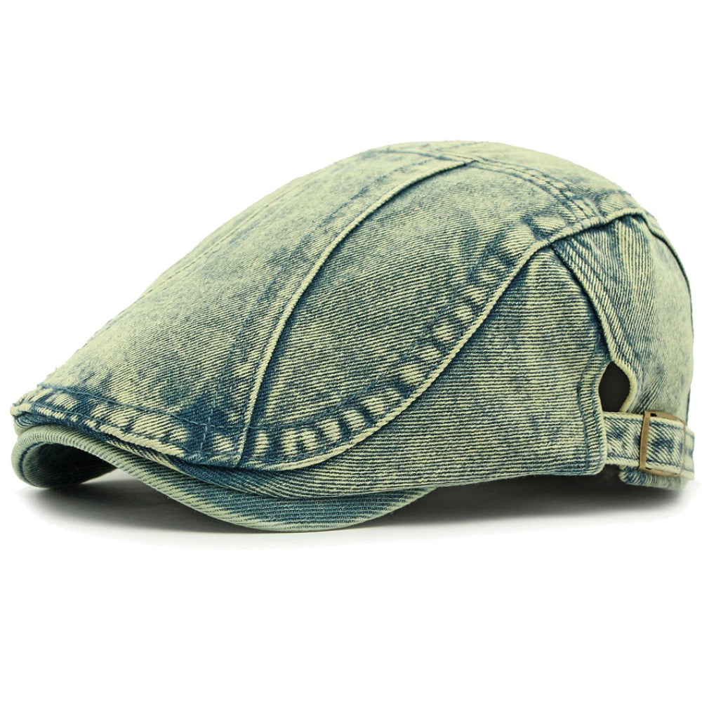 Bologna Denim-Style Beret in Blue Green