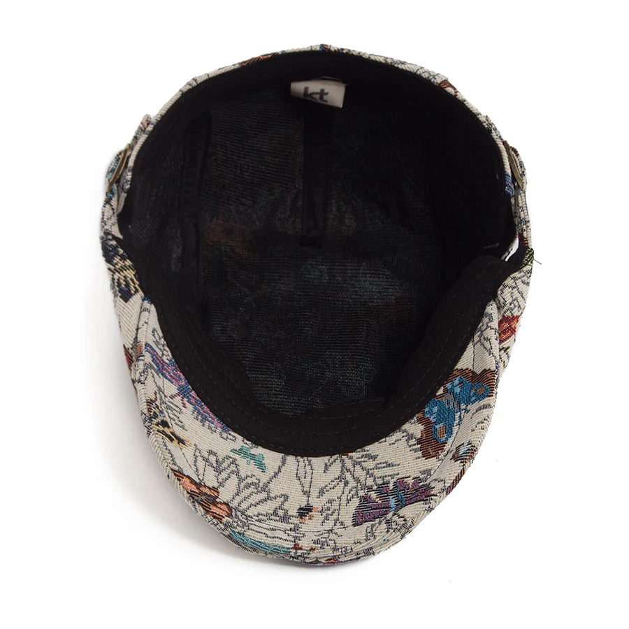 Butterfly Embroidered Ivy Cap | Elegant Spring Flat Cap | Urban Caps NZ