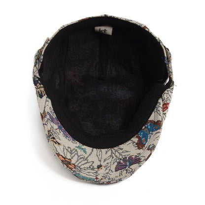 Butterfly Embroidered Ivy Cap | Elegant Spring Flat Cap | Urban Caps NZ