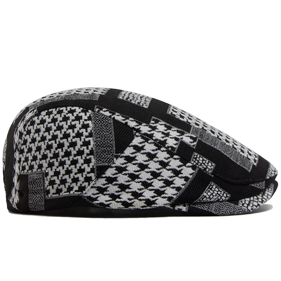 Houndstooth Print Ivy Cap | Classic Country Flat Cap | Urban Caps NZ