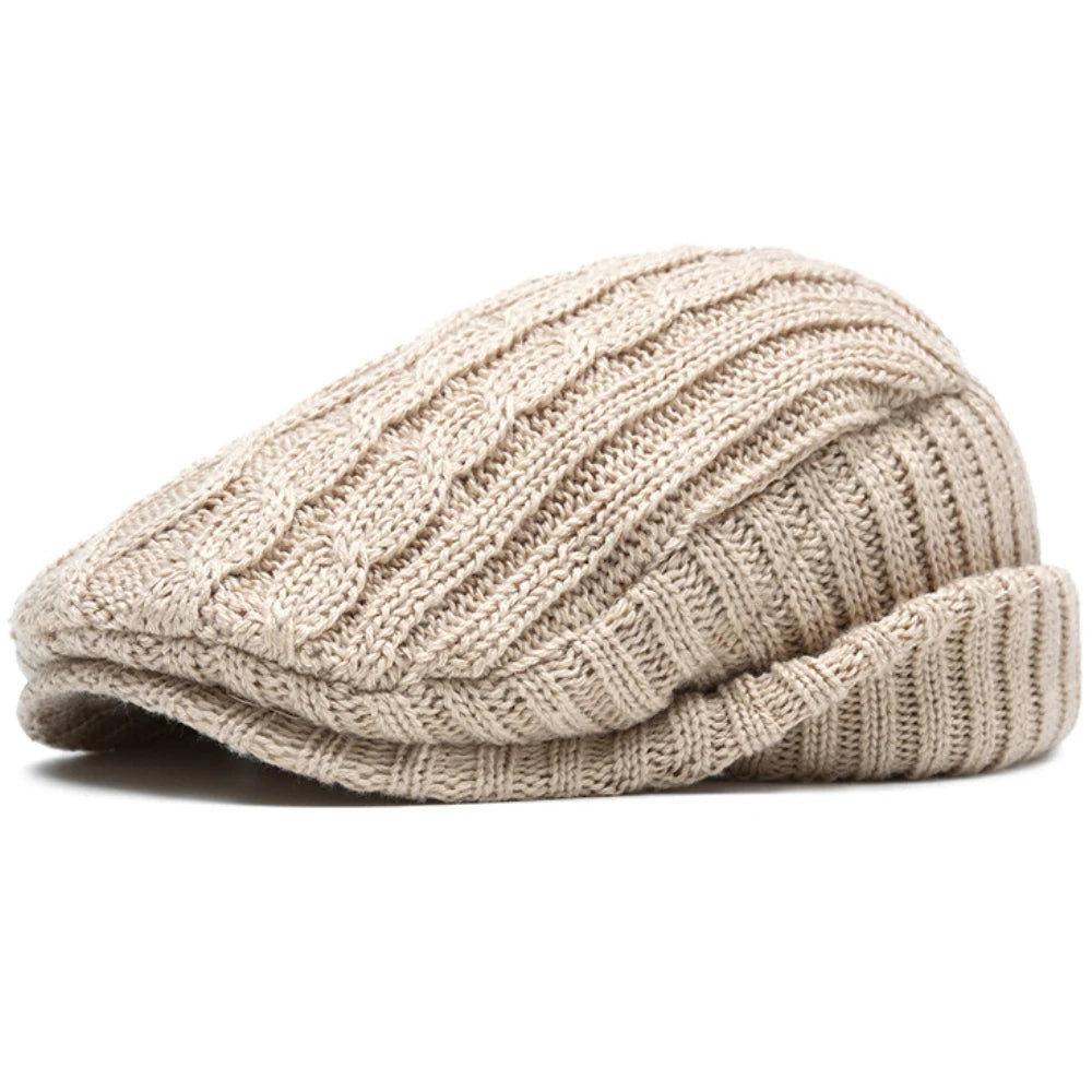 Appleby Knitted Earflap Beret in Beige