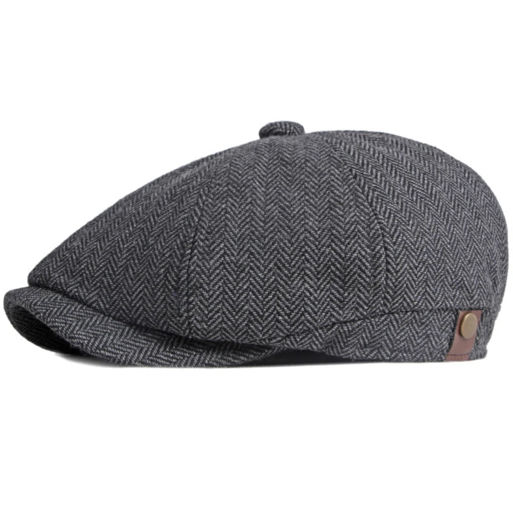 Ludlow Striped Artist Beret in Dark Grey