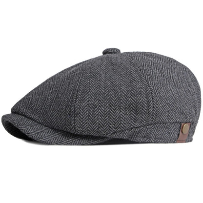 Ludlow Striped Artist Beret in Dark Grey