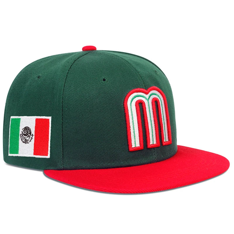 The Maradona | M Letter Flag Embroidery Snapback Cap | Urban Caps NZ