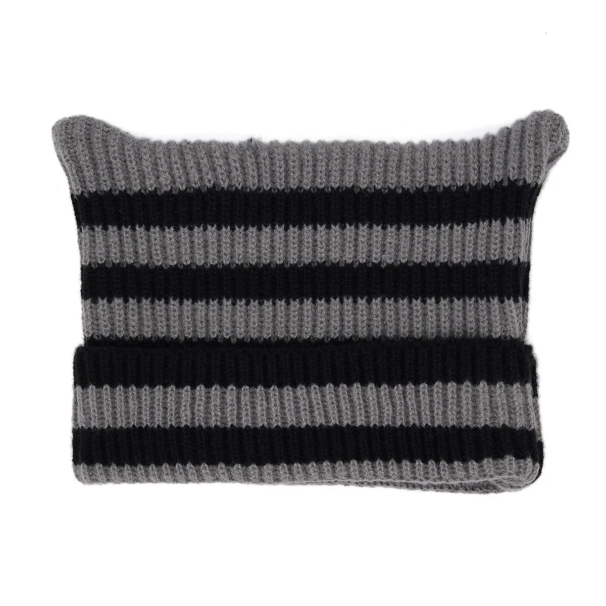 The Cattail | Cat Ears Slouchy Striped Knitted Beanie | Urban Caps NZ