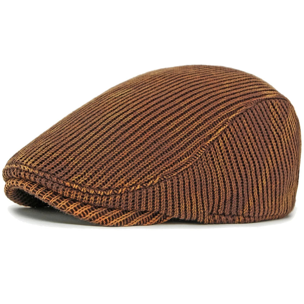 Preston Knitted Print Beret in Coffee