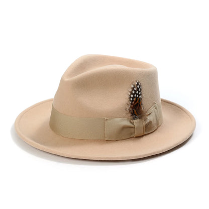 Premium Wool Fedora Hat – Feather Band Gentleman Fedora