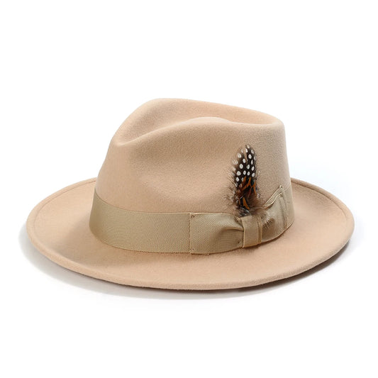 Premium Wool Fedora Hat – Feather Band Gentleman Fedora