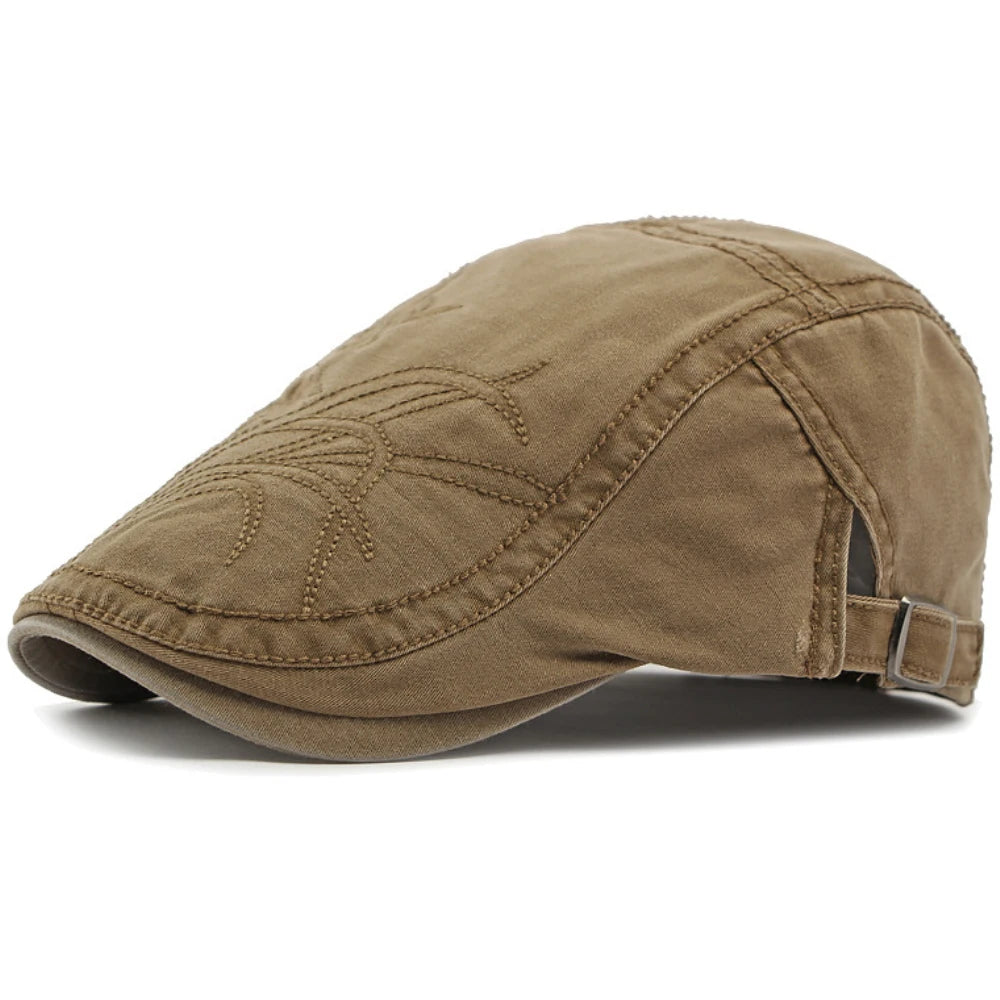 Bloomsbury Floral Artist Beret in Light Coffee