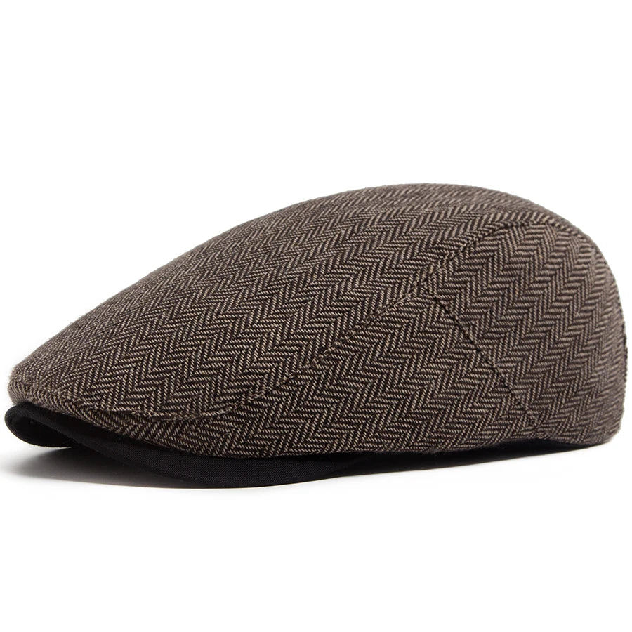 Striped Herringbone Ivy Cap | Highland Outdoor Flat Cap | Urban Caps NZ