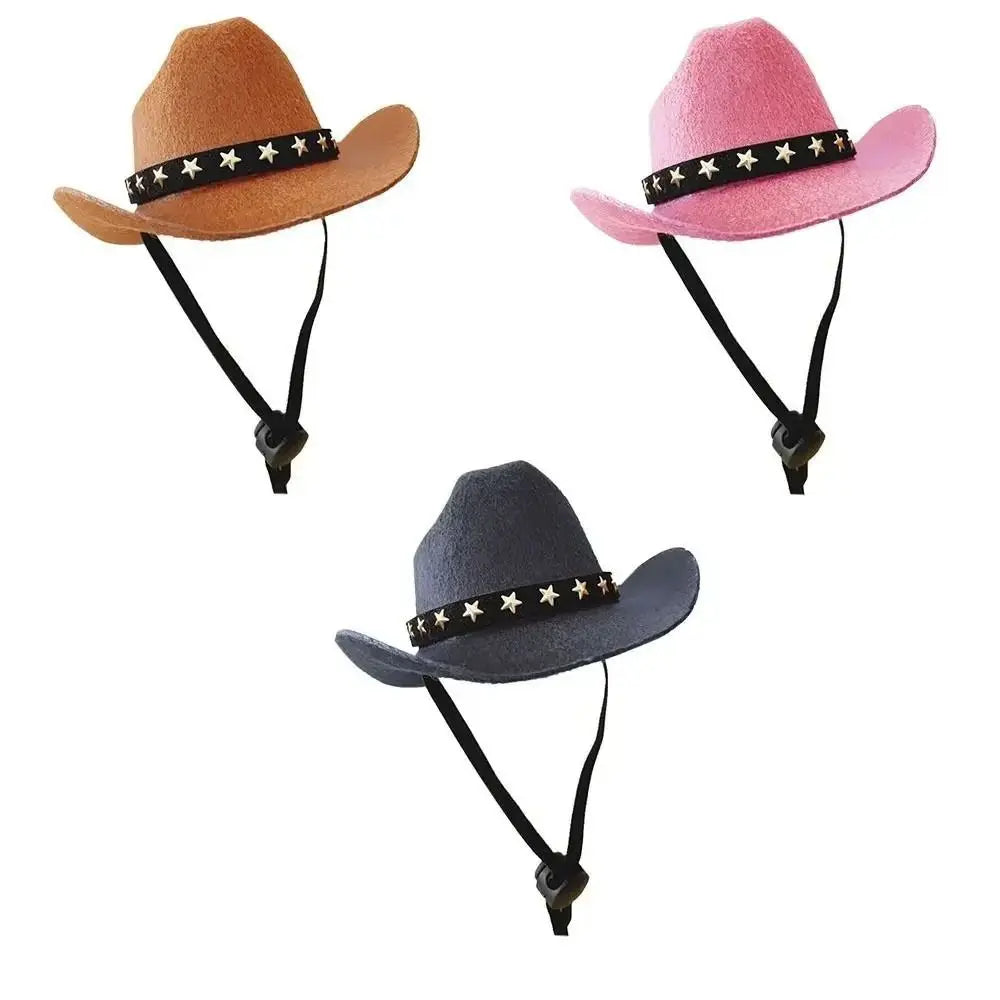 Mini cowboy hat for cats and small dogs with star trim