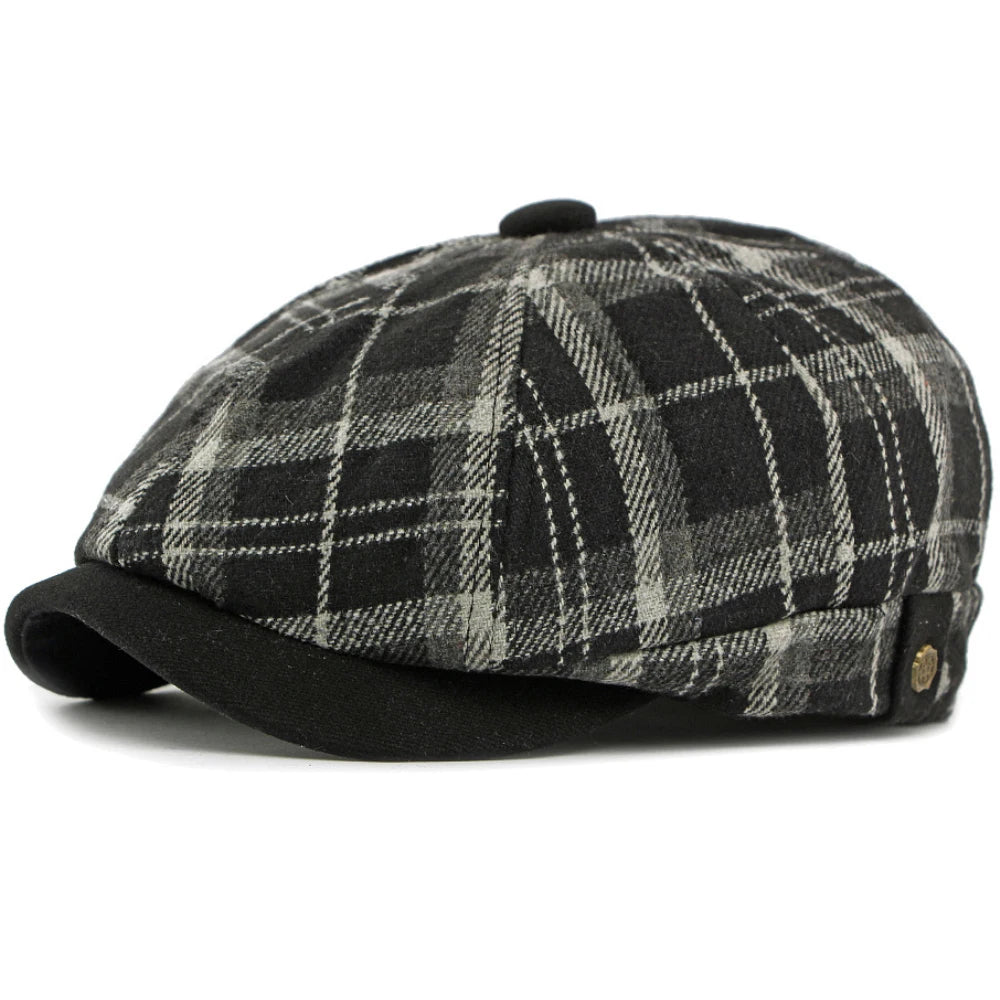 Bilbao Plaid Artist Beret in Black