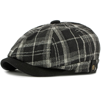 Bilbao Plaid Artist Beret in Black