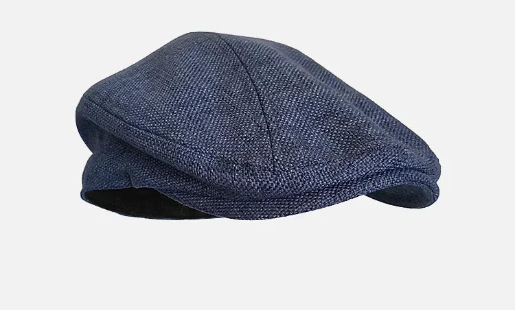 Ashton Linen Newsboy Cap in Blue
