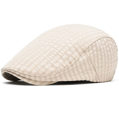 Whitby Plaid Beret in Beige