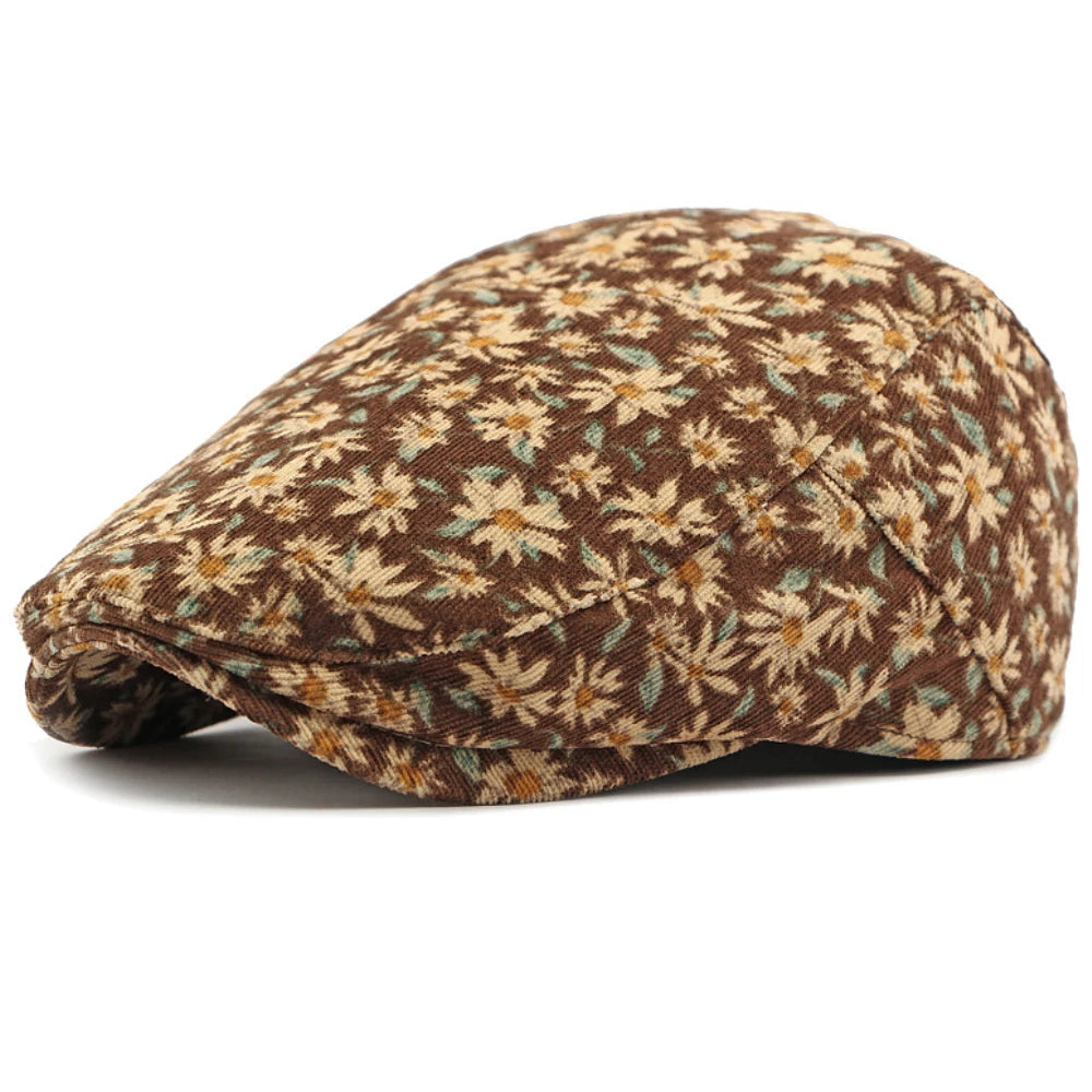 Tunbridge Floral Artist Beret in Coffee Flower