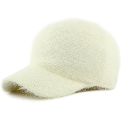 Bermondsey Rabbit Fur-Trim Baseball Cap in Ivory
