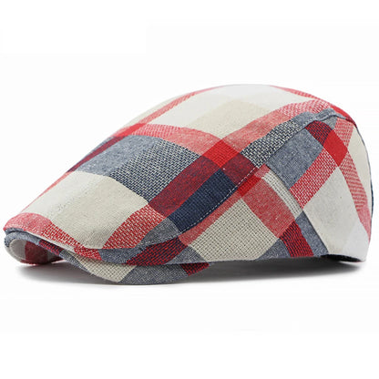 Assisi Plaid Artist Beret in Red