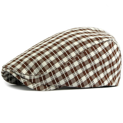 Ealing Plaid Beret in Coffee