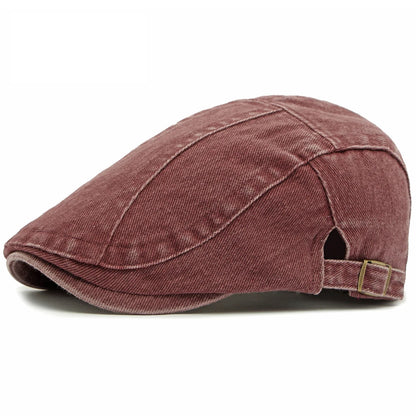 Bologna Denim-Style Beret in Burgundy