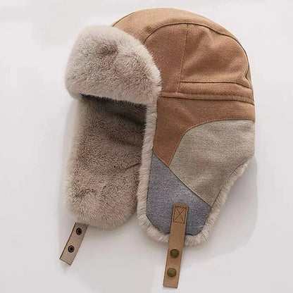 Norilsk Patchwork Fur Trapper Hat in Khaki