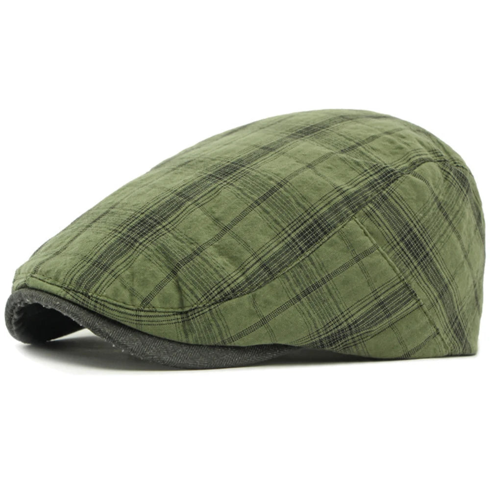 Assisi Plaid Artist Beret in Green