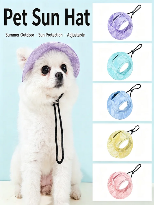 Blue dog sun hat with adjustable chin strap