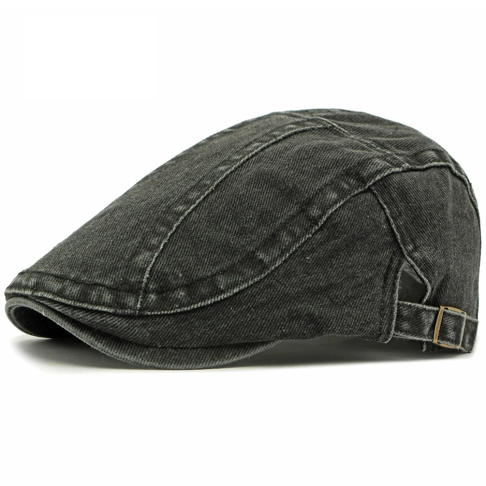 Bologna Denim-Style Beret in Black