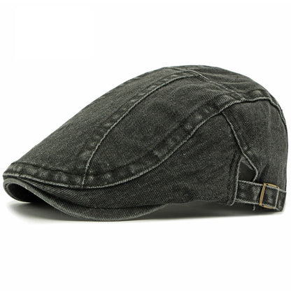 Bologna Denim-Style Beret in Black