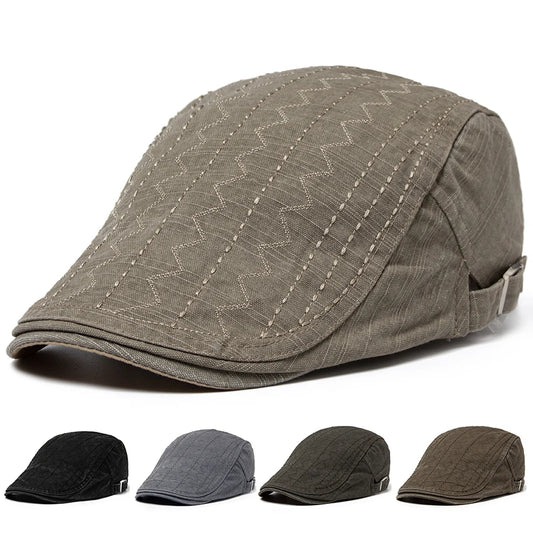 Striped Cotton Ivy Cap | Classic Heritage Flat Cap | Urban Caps NZ