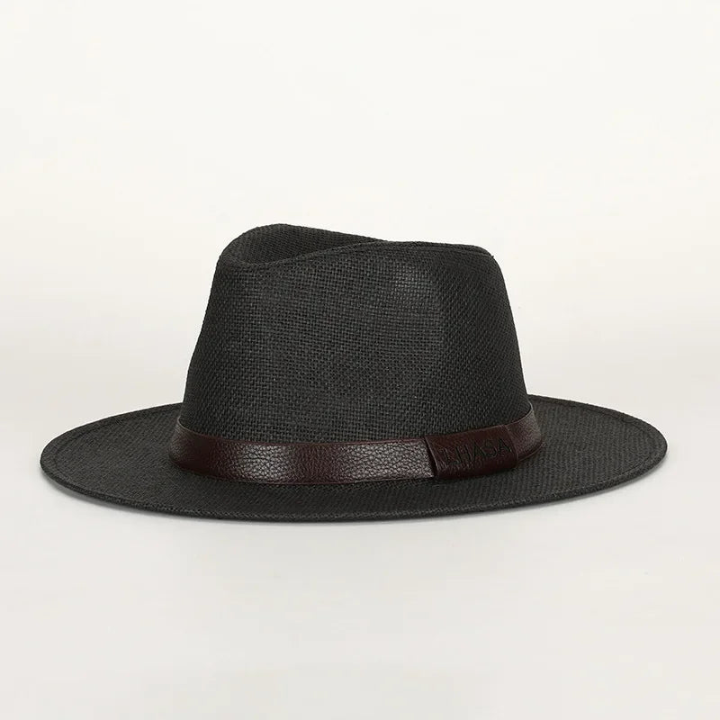 Ashcombe Woven Panama-Style Fedora in Black