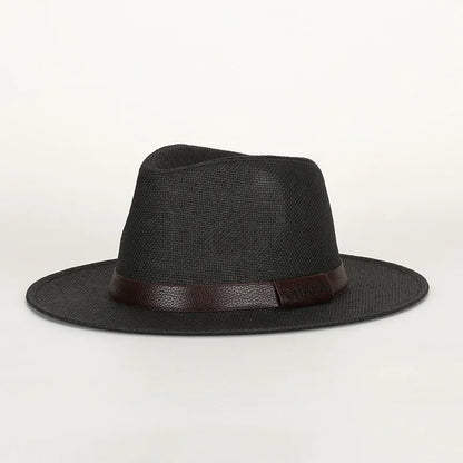 Ashcombe Woven Panama-Style Fedora in Black