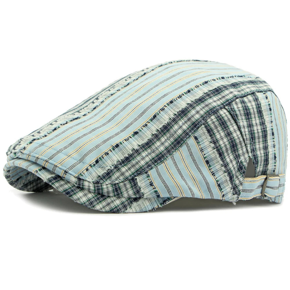 Colchester Plaid Artist Beret in Sky Blue