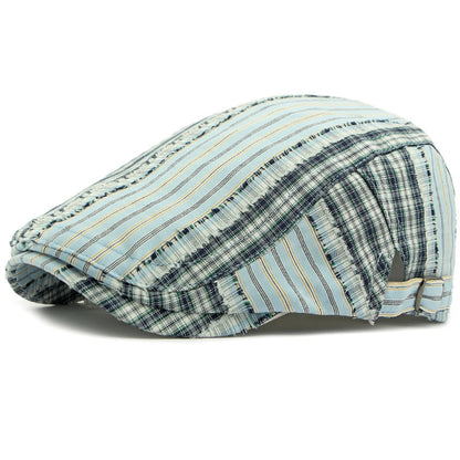Colchester Plaid Artist Beret in Sky Blue