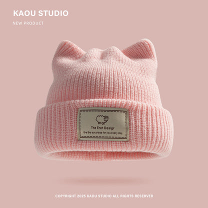 Seoul Cat Ear Knit Beanie in Pink