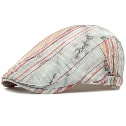 Blackpool Striped Beret in White