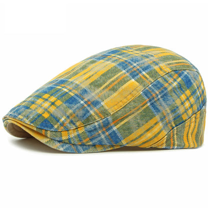 Barcelona Plaid Artist Beret in Yellow