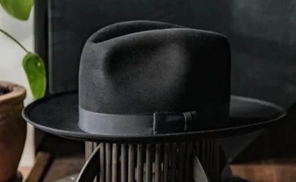 Premium 100% Wool Chicano Lowrider Hat – Feather Band Wide Brim Fedora