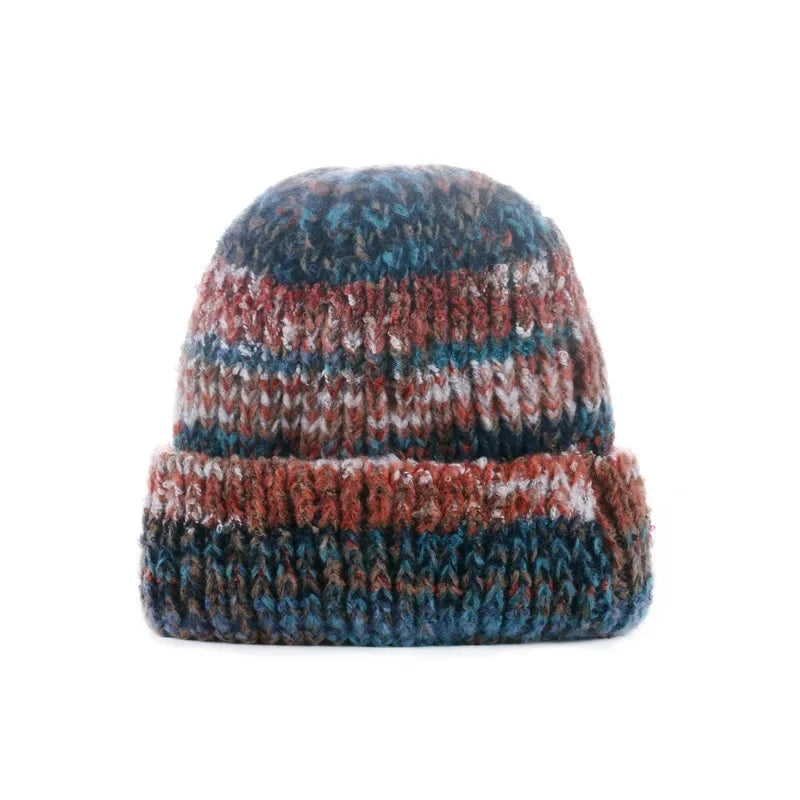 Korean Gradient Knit Beanie – Soft Winter Wool Blend Warm Stretch Beanie Hat