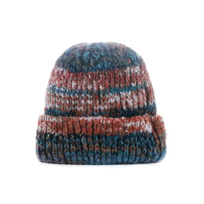 Korean Gradient Knit Beanie – Soft Winter Wool Blend Warm Stretch Beanie Hat