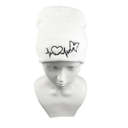 The Heartline | ECG Embroidery Unisex Knitted Beanie | Urban Caps NZ