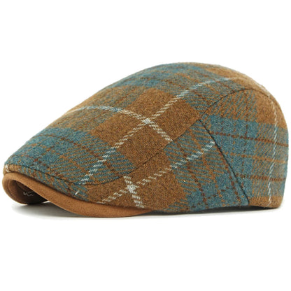 Aberfeldy Wool Plaid Beret in Khaki