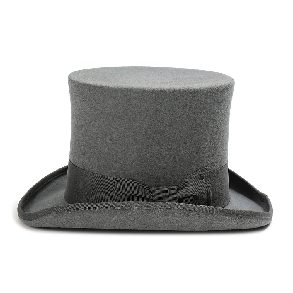 Victorian Style Wool Felt Top Hat – Elegant Gentleman Cylinder Hat