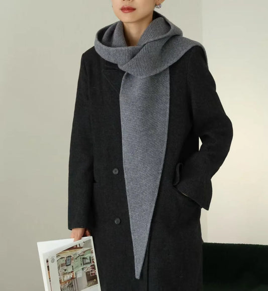 Cumbria Wool Hooded Scarf in Gray