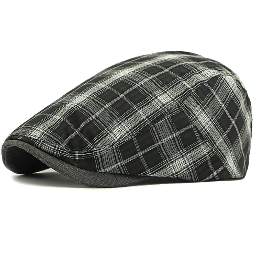Assisi Plaid Artist Beret in Black